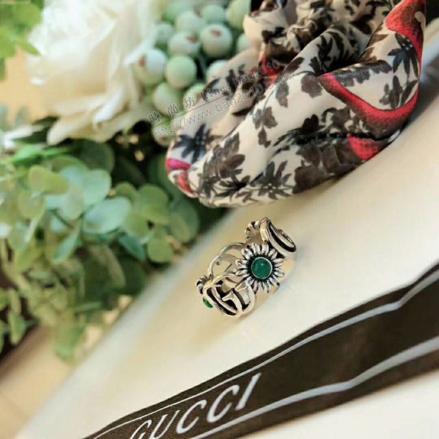 GUCCi飾品 古馳女戒指 Gucci雙G花朵鉚釘戒指  zgbq1188
